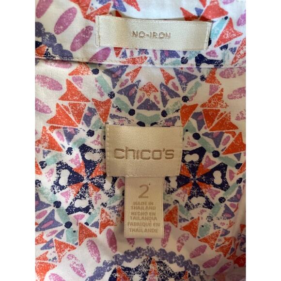 Chico's Size 2 (Size 12) Button-Up Blouse w/‎ 3/4 Sleeves Mandala Pattern - Picture 4 of 4
